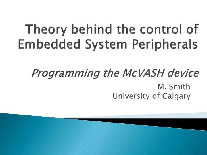 theory behind the control of embedded system peripherals programming the mcvash device