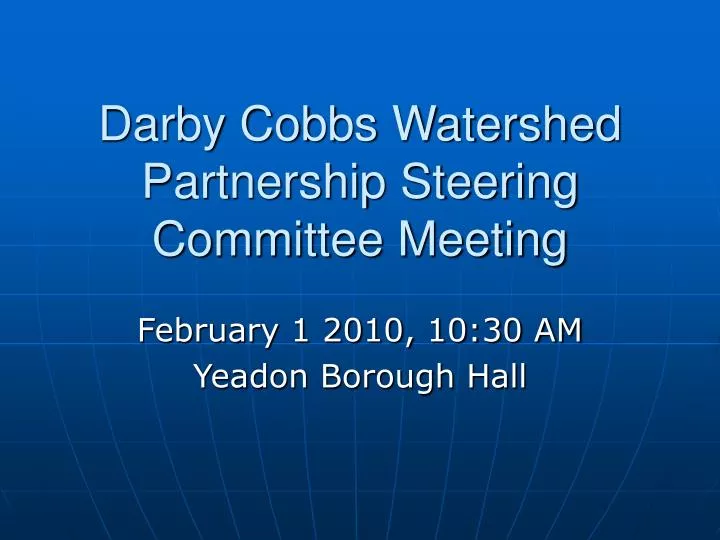 darby cobbs watershed partnership steering committee meeting