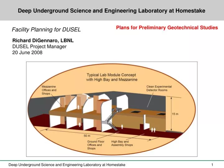 deep underground science and engineering laboratory at homestake