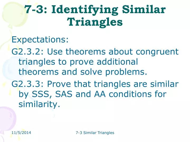 7 3 identifying similar triangles