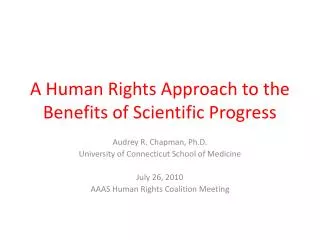 A Human Rights Approach to the Benefits of Scientific Progress