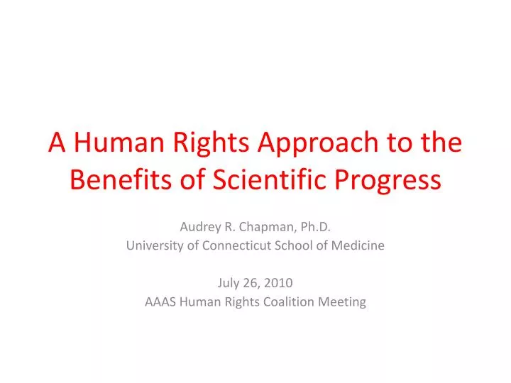 a human rights approach to the benefits of scientific progress