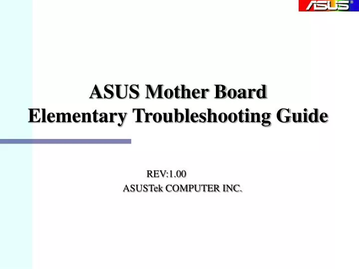 asus mother board elementary troubleshooting guide