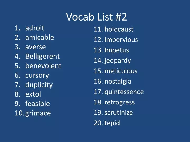vocab list 2