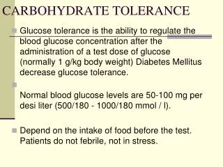 carbohydrate tolerance