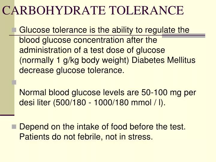 carbohydrate tolerance