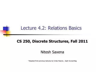 Lecture 4.2: Relations Basics