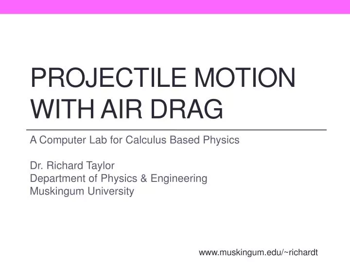 projectile motion with air drag