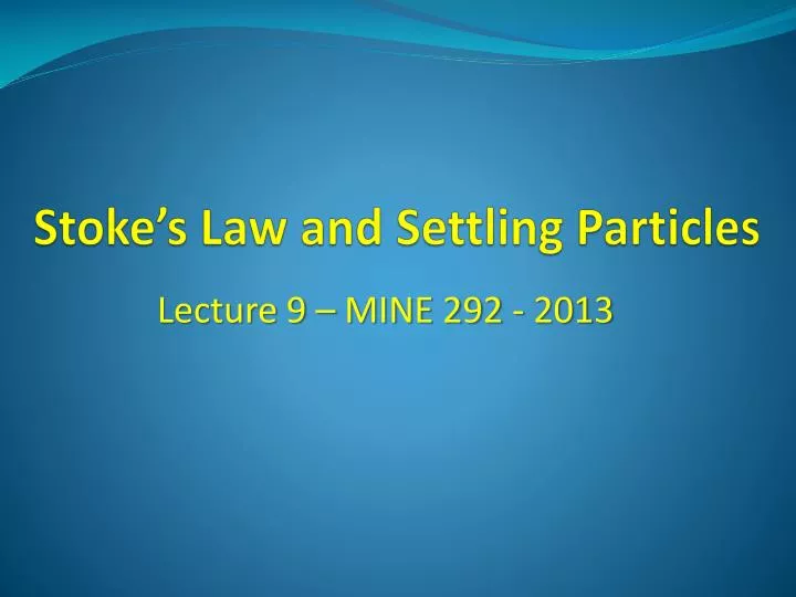 stoke s law and settling particles