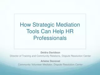 How Strategic Mediation Tools Can Help HR Professionals