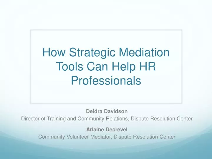how strategic mediation tools can help hr professionals