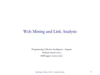 Web Mining and Link Analysis