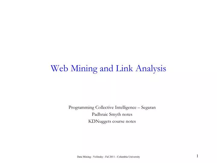 web mining and link analysis