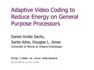 Adaptive Video Coding to Reduce Energy on General Purpose Processors