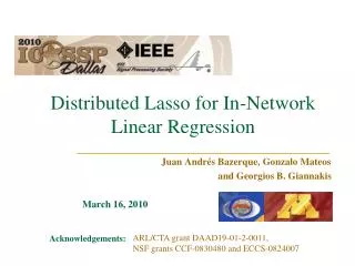 Distributed Lasso for In-Network Linear Regression