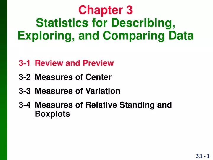 chapter 3 statistics for describing exploring and comparing data