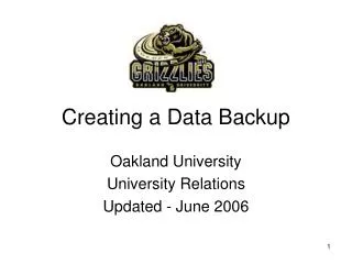 Creating a Data Backup