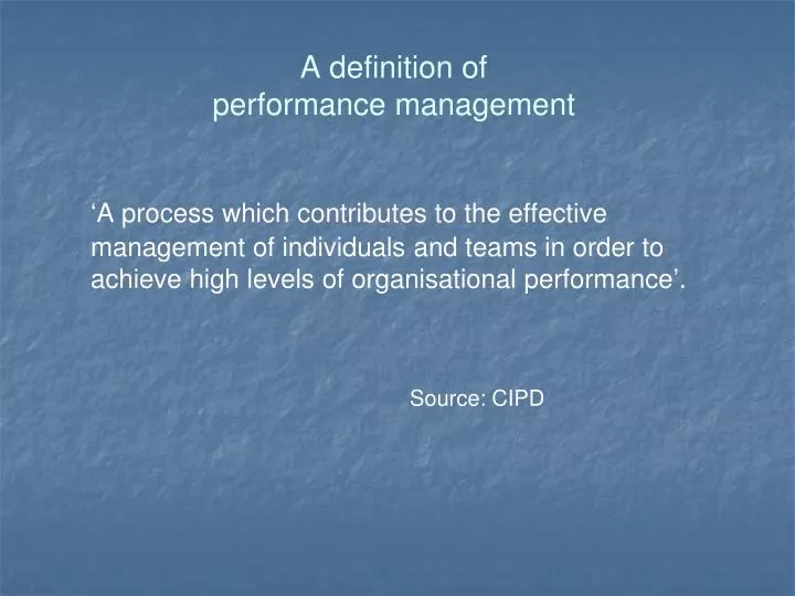 a definition of performance management