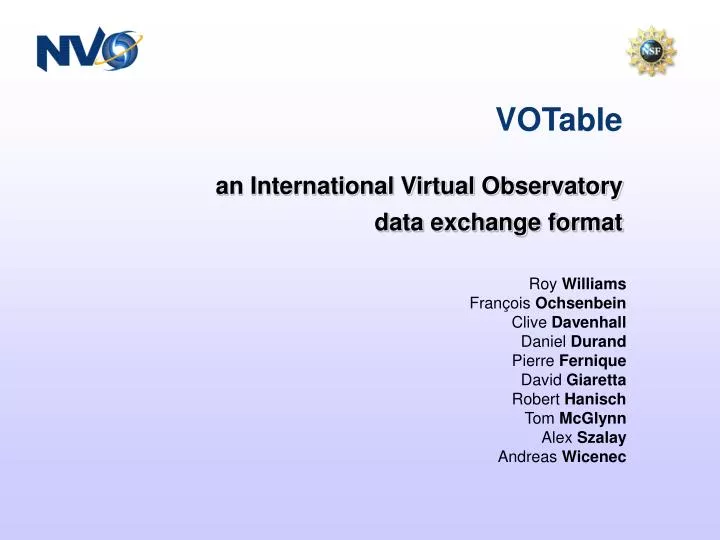 an international virtual observatory data exchange format