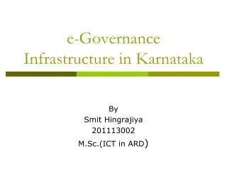 e-Governance Infrastructure in Karnataka