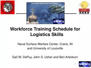 Workforce Training Schedule for Logistics Skills Naval Surface Warfare Center, Crane, IN