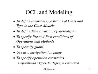 OCL and Modeling