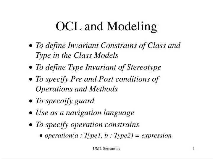 ocl and modeling