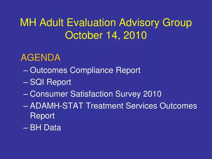 mh adult evaluation advisory group october 14 2010