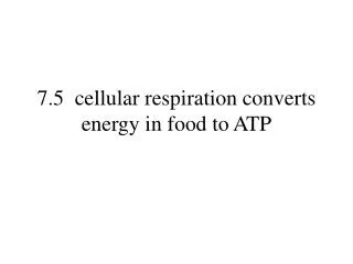 7.5 cellular respiration converts energy in food to ATP