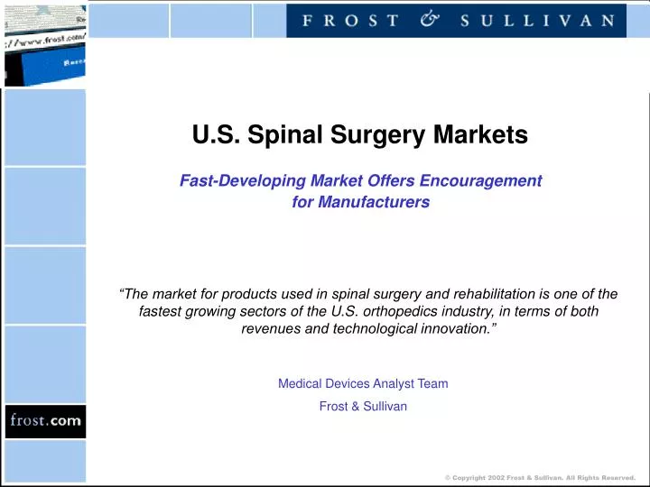 u s spinal surgery markets fast developing market offers encouragement for manufacturers