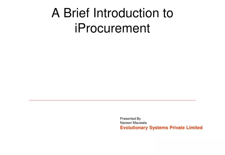 a brief introduction to iprocurement