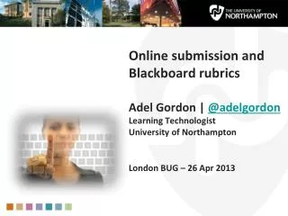 Online submission and Blackboard rubrics