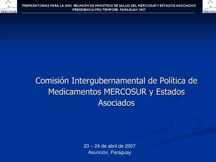 comisi n intergubernamental de pol tica de medicamentos mercosur y estados asociados