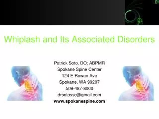 Whiplash and Its Associated Disorders