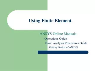 Using Finite Element