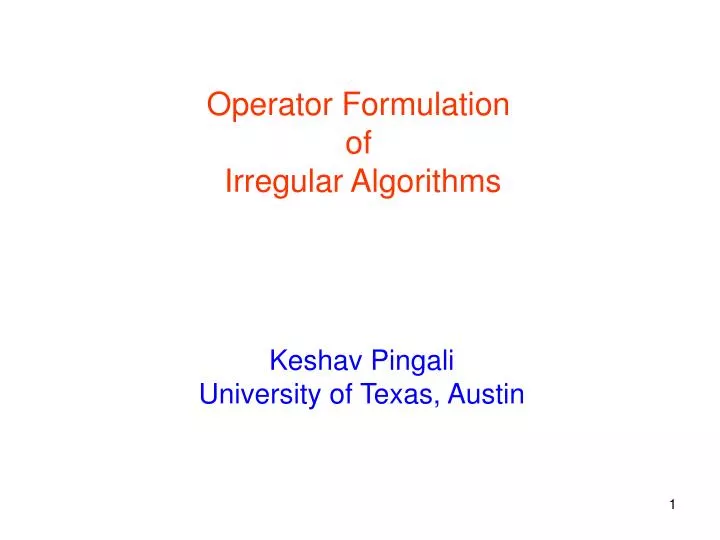 operator formulation of irregular algorithms