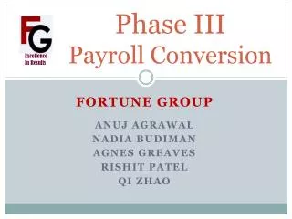 Phase III Payroll Conversion