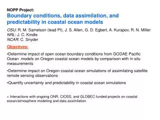 NOPP Project: Boundary conditions, data assimilation, and predictability in coastal ocean models
