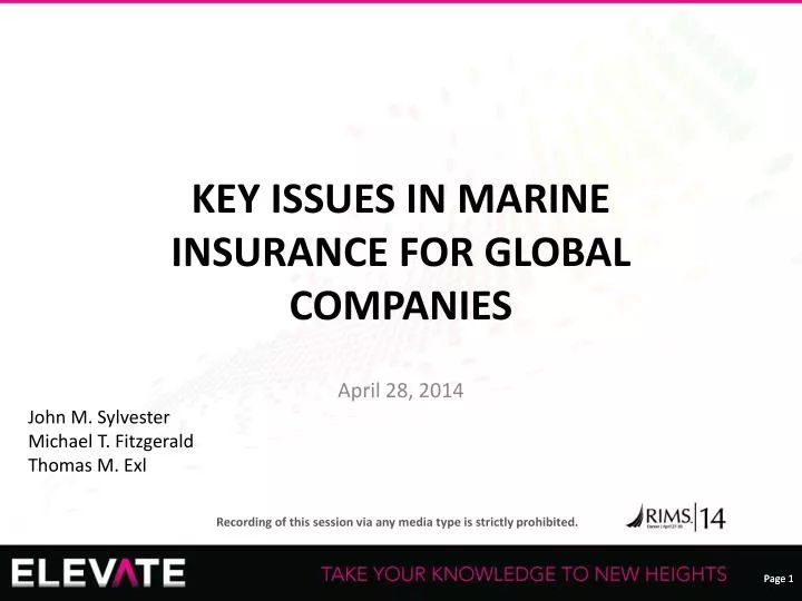 key issues in marine insurance for global companies