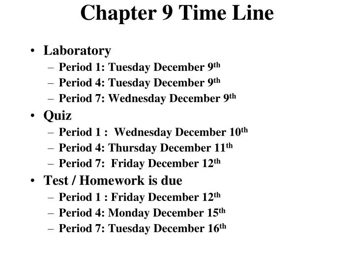 chapter 9 time line