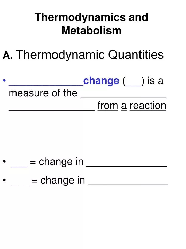 thermodynamics and metabolism