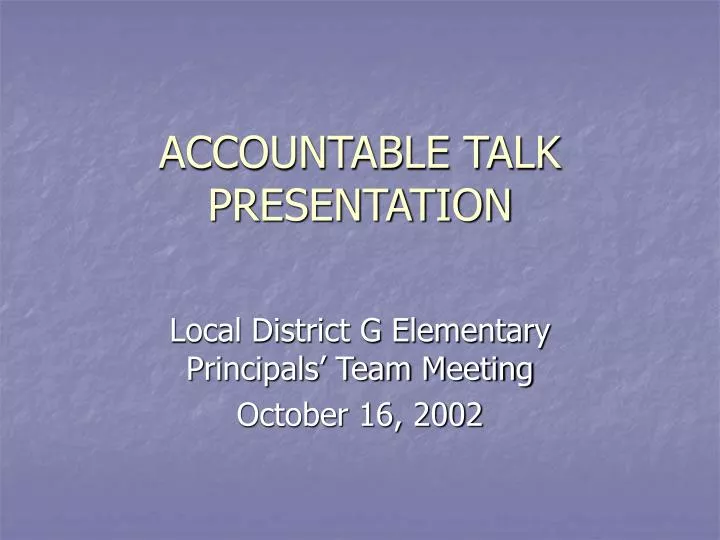 accountable talk presentation