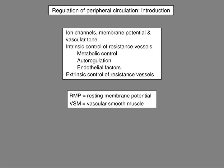 regulation of peripheral circulation introduction