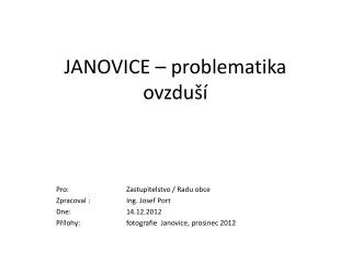 janovice problematika ovzdu