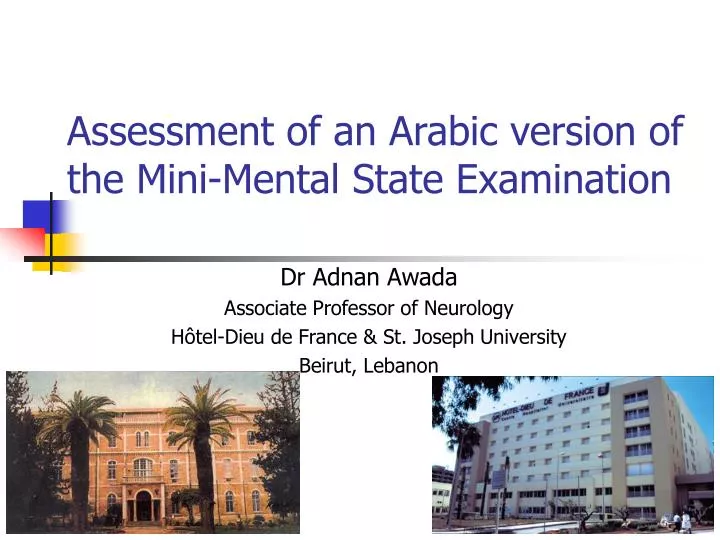 assessment of an arabic version of the mini mental state examination