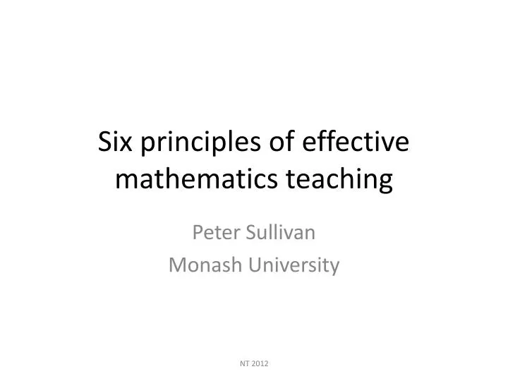 six principles of effective mathematics teaching