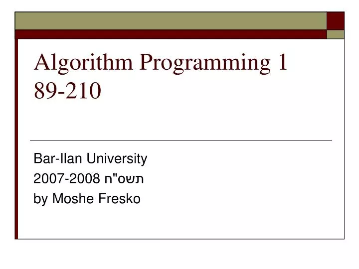 algorithm programming 1 89 210