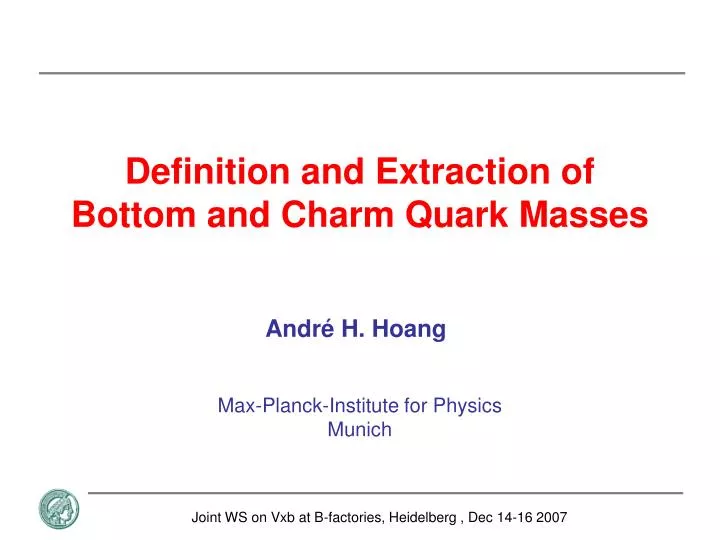definition and extraction of bottom and charm quark masses