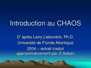 introduction au chaos