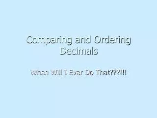 Comparing and Ordering Decimals